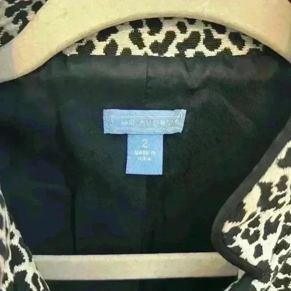 Women’s J. McLaughlin Black and White Leopard Print Button Up Jacket Blazer Sz 2 - Picture 3 of 5